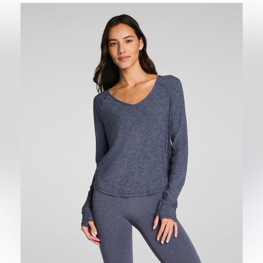 Spanx SoftStretch Long Sleeve Top Blue XS